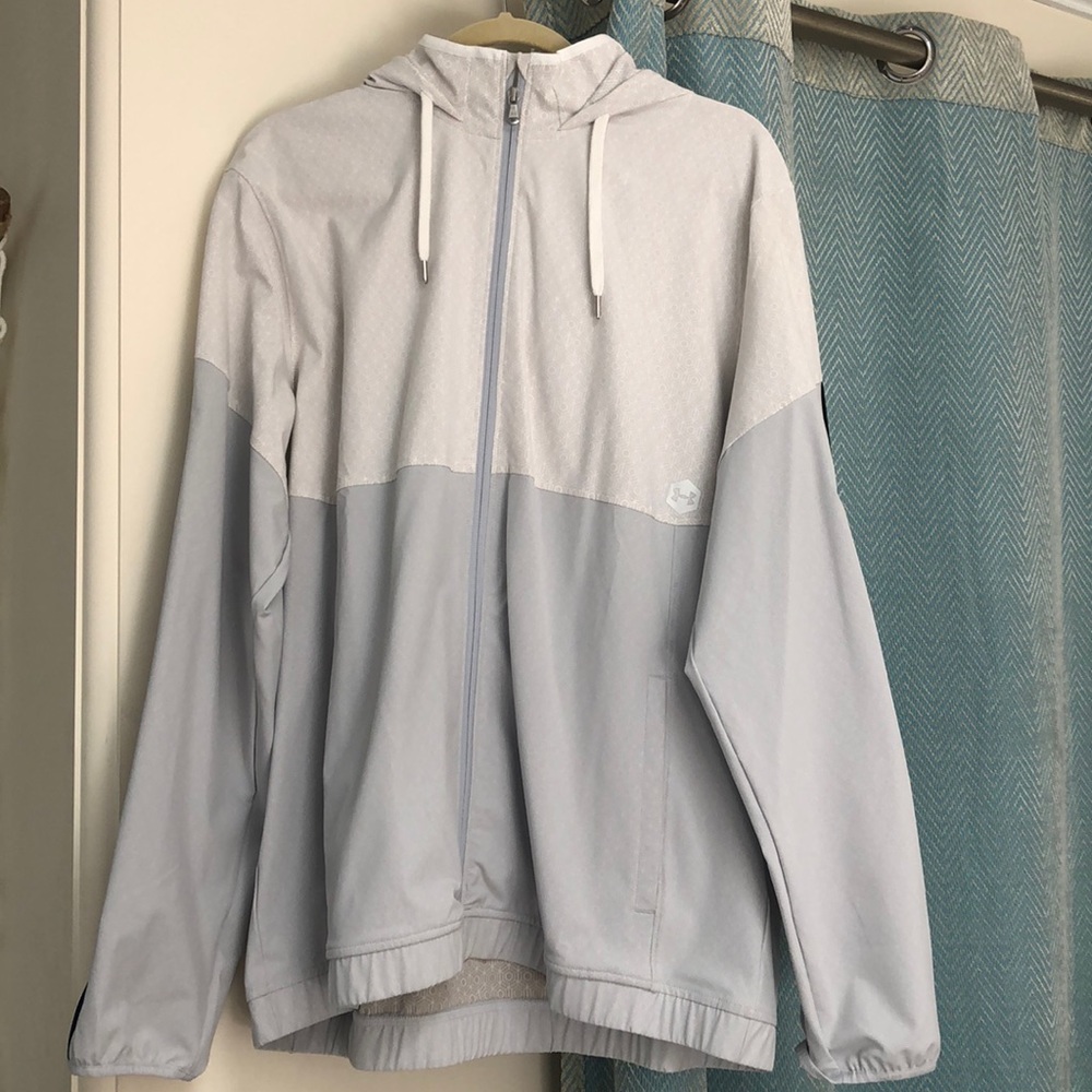 Under Armor White and grey night rain jacket
